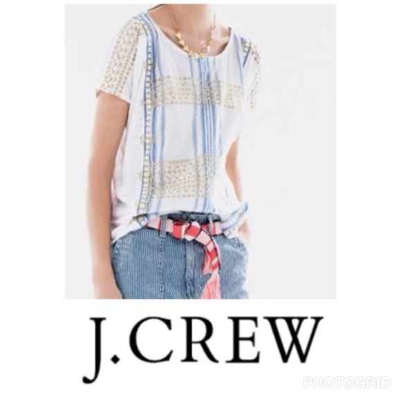 J. Crew Linen embroidered striped top - Picture 6 of 6